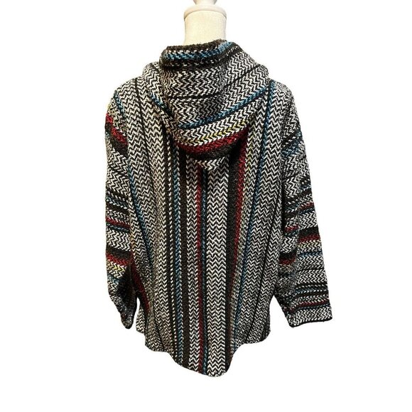 Baja Joe Women's Size Large Mexican Blanket Hoodie Multicolor Pullover - Picture 3 of 8